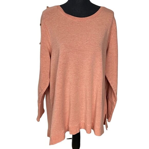 SOFT SURROUNDINGS Sweater Pullover Long Sleeve Peach 1X 7-13 - Picture 1 of 9